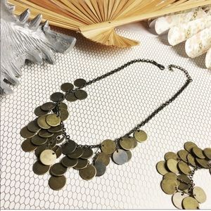 Brass Coin Tassel Necklace and Bracelet Set